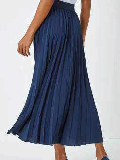 Roman Blue Pleated Maxi Skirt New
