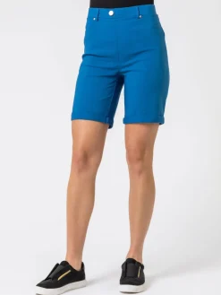 Roman Blue Turned Hem Stretch Shorts Online