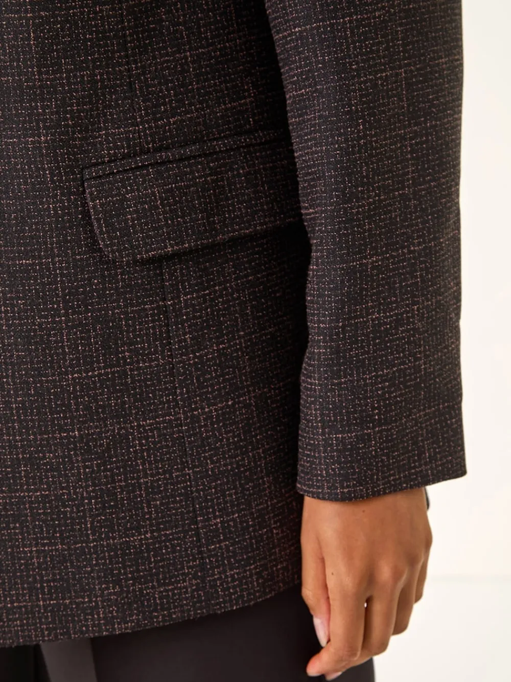 Roman Brown Check Print Longline Blazer Outlet