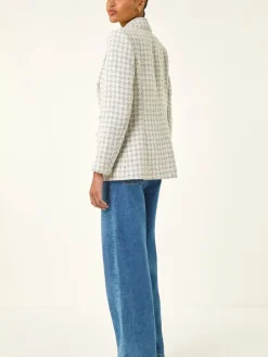 Roman Boucle Frayed Edge Jacket Cream Clearance