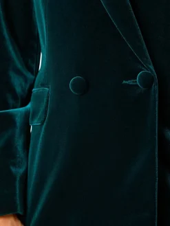 Roman Velvet Double Breasted Blazer Green