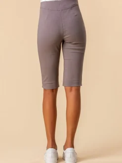 Roman Light Brown Knee Length Stretch Shorts Discount