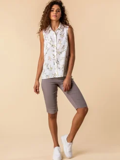 Roman Light Brown Knee Length Stretch Shorts Discount