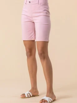 Roman Light Pink Turned Hem Stretch Shorts Online