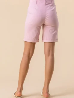 Roman Light Pink Turned Hem Stretch Shorts Online