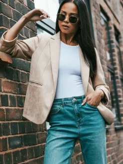 Roman Petite Suedette Blazer Natural Sale