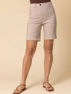 Roman Natural Turned Hem Stretch Shorts Discount
