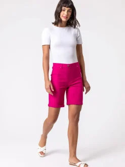 Roman Pink Turned Hem Stretch Shorts Clearance