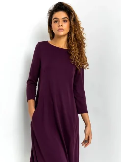Roman Purple A-Line Pocket Detail Swing Dress Outlet