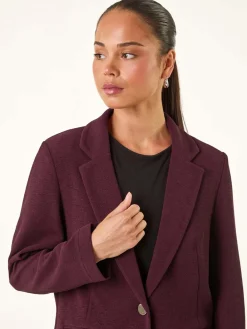 Roman Petite Textured Buttoned Blazer Purple Discount