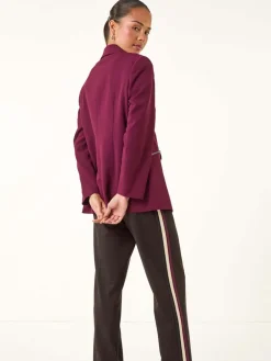 Roman Petite Zip Pocket Stretch Blazer Purple New