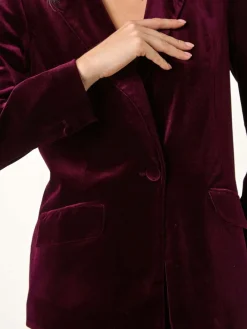 Roman Velvet Single Breasted Blazer Purple Online