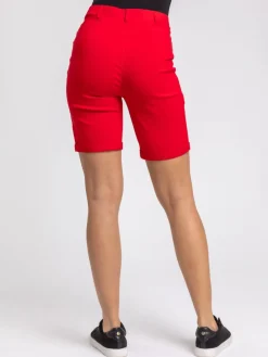 Roman Red Turned Hem Stretch Shorts Discount