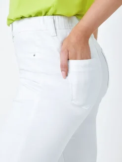 Roman White Denim Stretch Knee Length Pedal Pusher Trousers