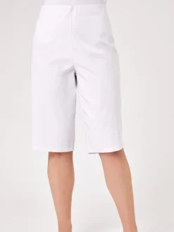 Roman White Knee Length Stretch Shorts
