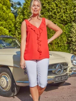 Roman White Knee Length Stretch Shorts Clearance