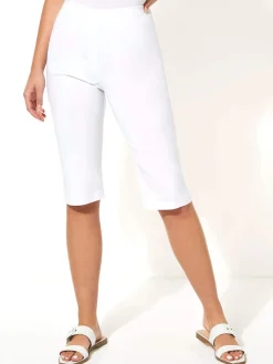 Roman White Knee Length Stretch Shorts Clearance