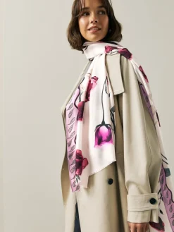 Next Rose Floral White Lightweight Scarf New