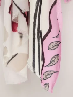 Next Rose Floral White Lightweight Scarf New