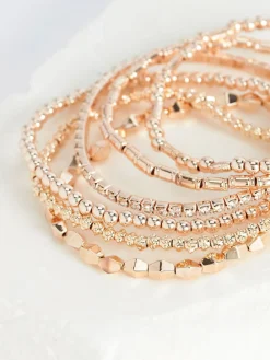 Next Sparkle Stretch Bracelets Pack Rose Gold Tone Clearance