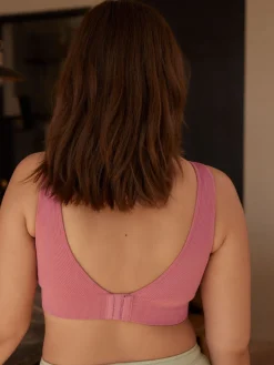 Next Rose Pink DD+ Supportive Seamless Ribbed NonWired Ultimate Comfort Bra Sale