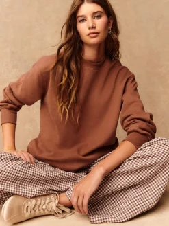 Next Rose Pink Relaxed Fit Essentials Longline Sweatshirt with Pockets Sale