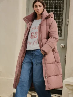 Next Shower Resistant Longline Padded Coat Rose Pink New