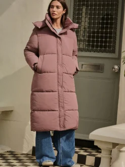 Next Shower Resistant Longline Padded Coat Rose Pink New