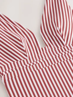 Next Rose/White Stripe Plunge Shaping Tummy Control Swimsuit Online