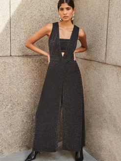 Ro&Zo Black Sparkle Ponte Jumpsuit