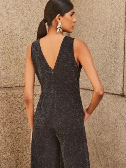 Ro&Zo Black Sparkle Ponte Jumpsuit