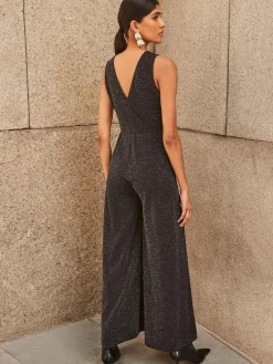 Ro&Zo Black Sparkle Ponte Jumpsuit