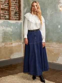Ro&Zo Blue Denim Full Skirt Outlet