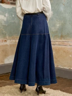 Ro&Zo Blue Denim Full Skirt Outlet