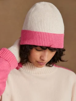 Ro&Zo Pink Colour Block Beanie With Cashmere Clearance