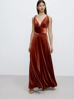 Next Bridesmaid Velvet Multiway Maxi Dress Rust Brown Best
