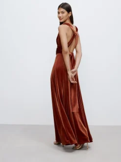 Next Bridesmaid Velvet Multiway Maxi Dress Rust Brown Best
