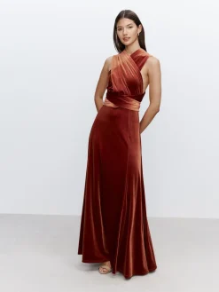 Next Bridesmaid Velvet Multiway Maxi Dress Rust Brown Best