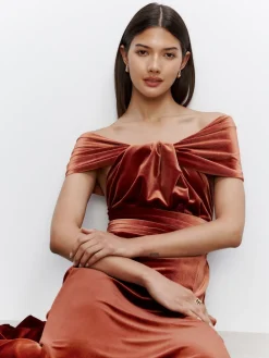 Next Bridesmaid Velvet Multiway Maxi Dress Rust Brown Best