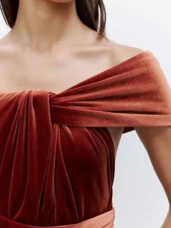 Next Bridesmaid Velvet Multiway Maxi Dress Rust Brown Best