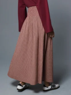 Next Drop Waist Gingham Maxi Skirt Rust Brown Hot