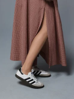 Next Drop Waist Gingham Maxi Skirt Rust Brown Hot