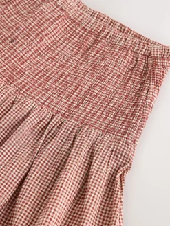 Next Drop Waist Gingham Maxi Skirt Rust Brown Hot