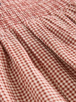 Next Drop Waist Gingham Maxi Skirt Rust Brown Hot