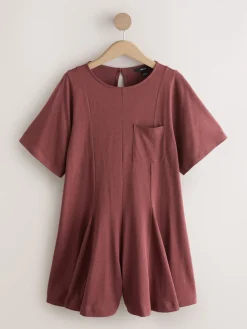 Next Jersey Short Sleeve Romper Rust Brown Outlet