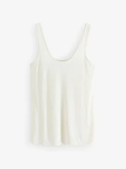 Next Strappy Scoop Neck Slouch Ribbed Vests 3 Pack Rust/Cream/Mauve Purple Sale