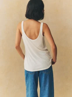 Next Strappy Scoop Neck Slouch Ribbed Vests 3 Pack Rust/Cream/Mauve Purple Sale