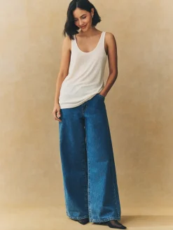 Next Strappy Scoop Neck Slouch Ribbed Vests 3 Pack Rust/Cream/Mauve Purple Sale