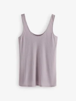 Next Strappy Scoop Neck Slouch Ribbed Vests 3 Pack Rust/Cream/Mauve Purple Sale