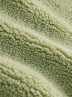 Next Sage Green Borg Quarter Zip Fleece with Fur Collar Hot